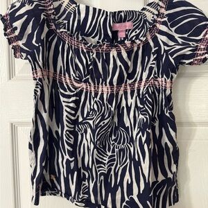 Lilly Pulitzer Zebra Print Top with Pink Accents size 6